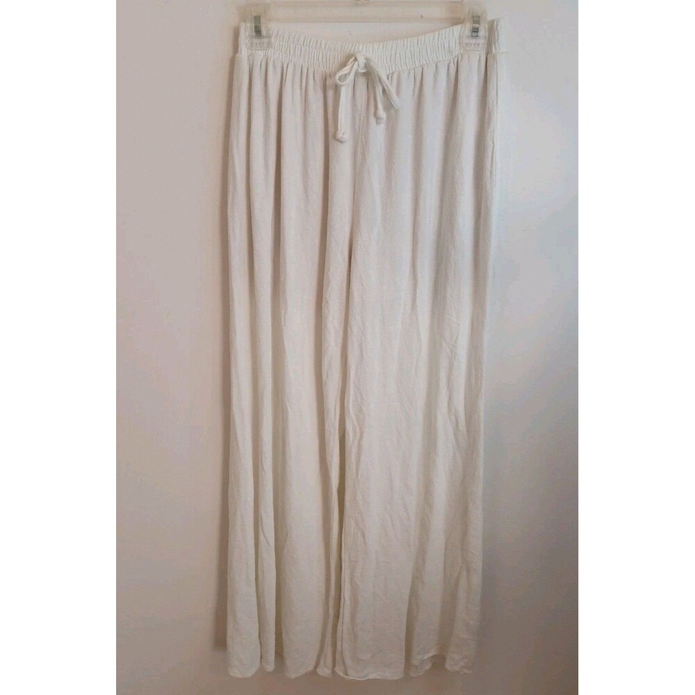Altar'd State Linen Blend Palazzo Pants M  Ivory Coastal Boho Vacation Resort